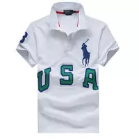 t-shirt hommes polo ralph lauren sport cotton 2013 high collar three usa white